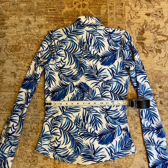 Tommy Bahama Blue and White Leaf Print Long Sleeve Zip Up XS - Picture 6 of 9